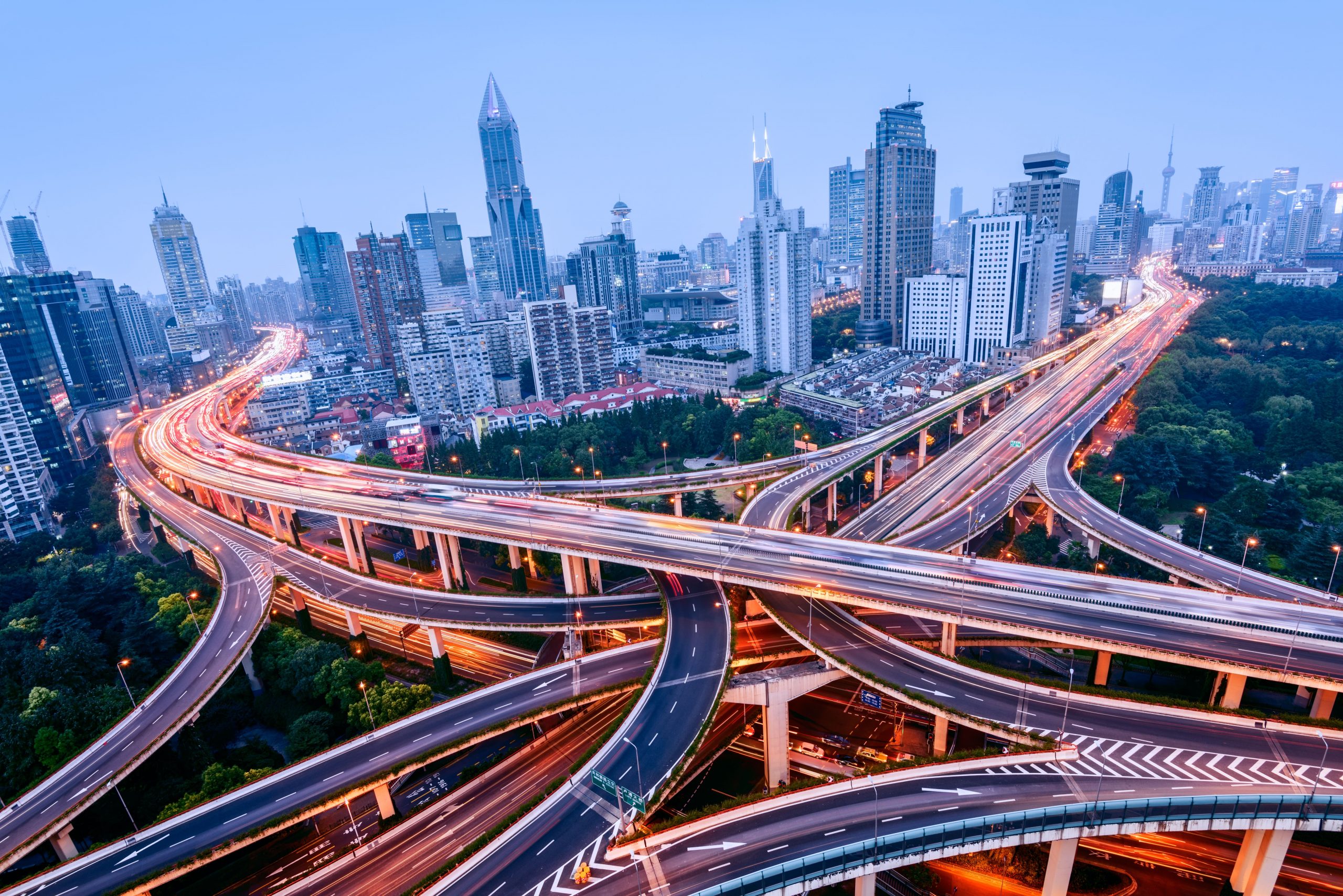 Busy roadway near city