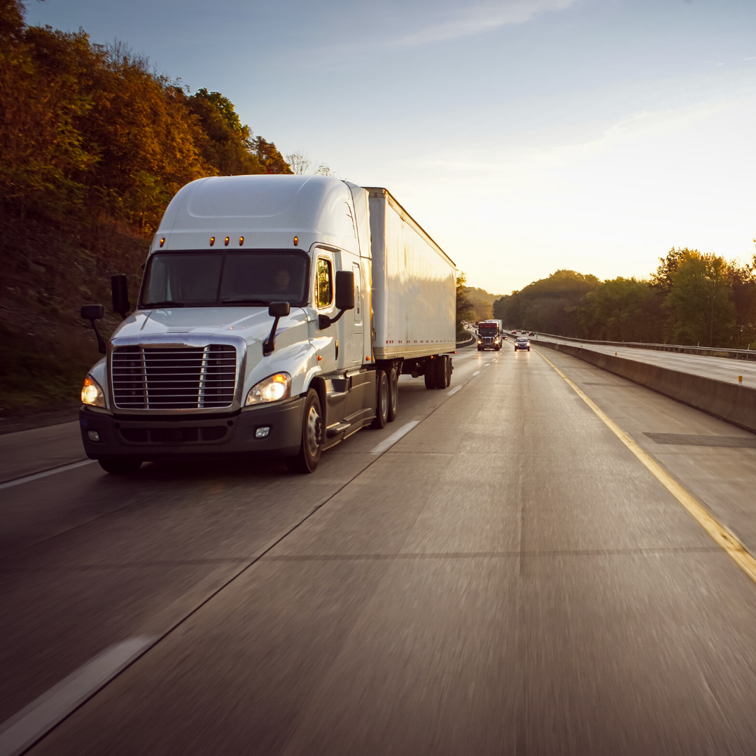 Refrigerated truck driving on highway