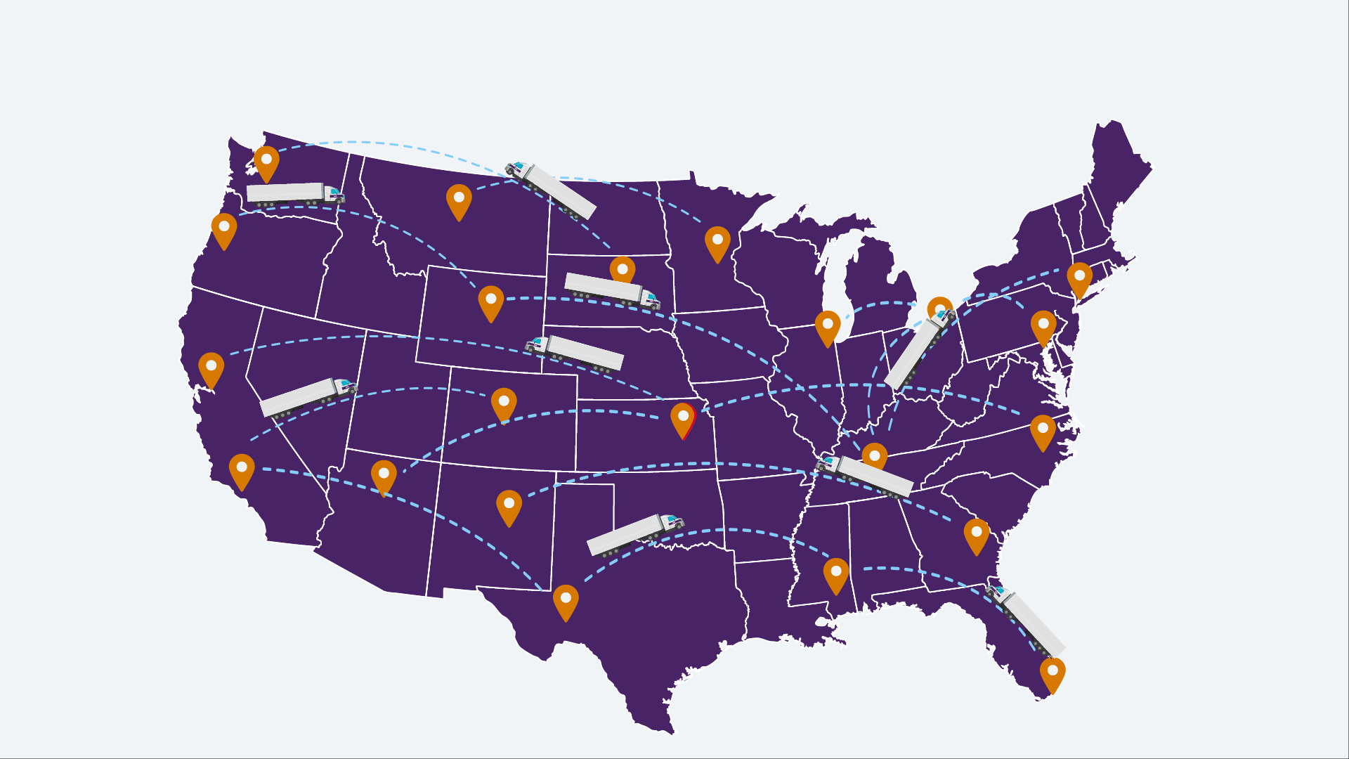 US map with tucker's presence